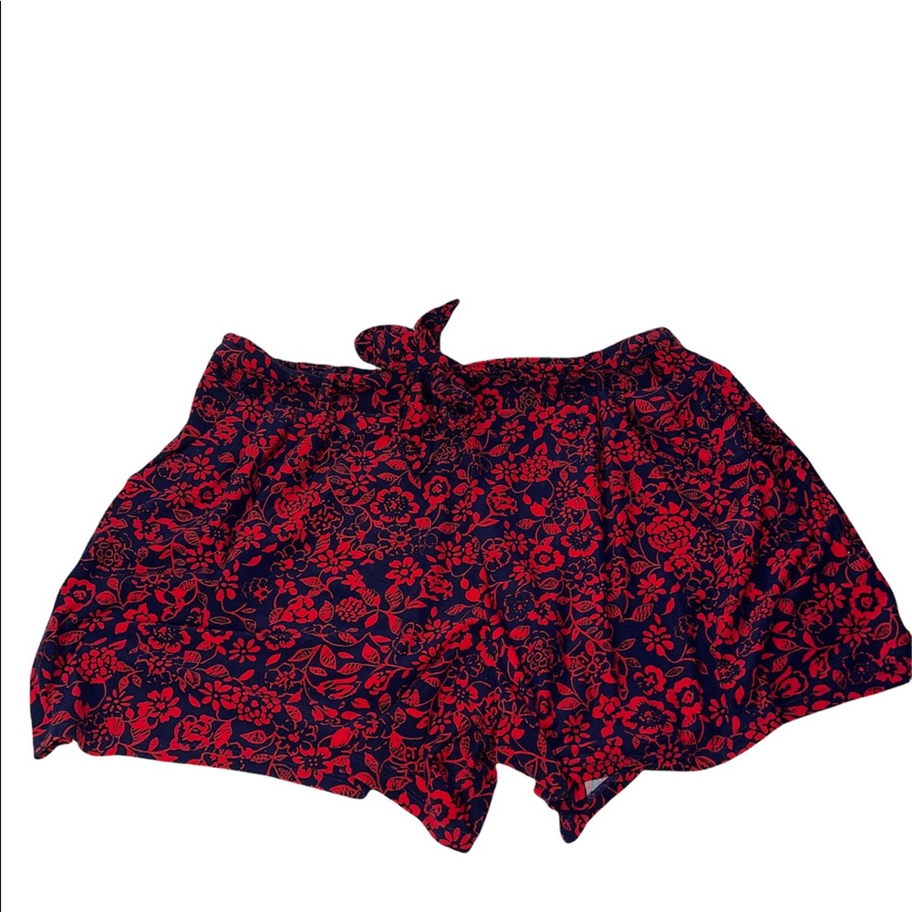 Terra & Sky Loose Fit Knit Shorts Plus Size 2X Blue Red Floral